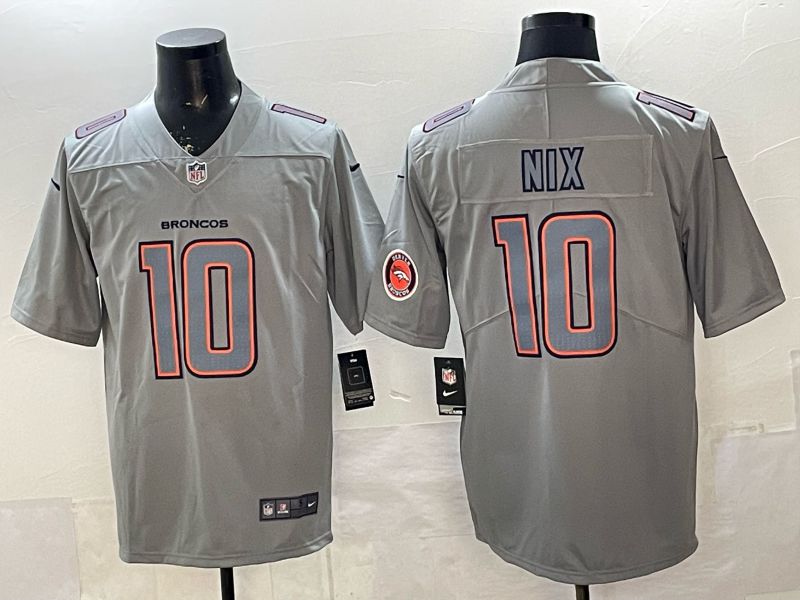Men 2026 Denver Broncos #10 Nix grey Nike Limited NFL Jersey style 003
